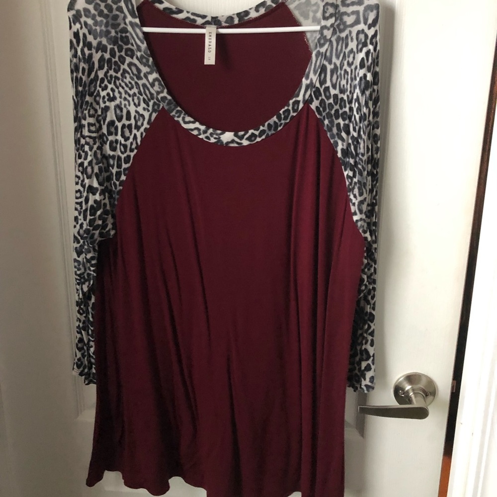 Burgundy/leopard print tunic